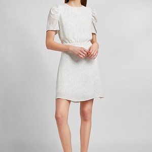 EXPRESS Polka Dot Puff Sleeve Mini Dress XS